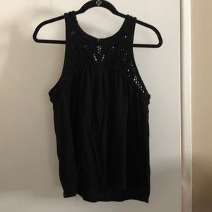 Black crochet tank